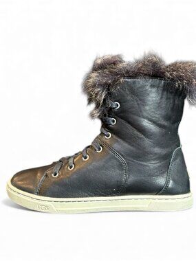 Ugg Croft Toscana Ankle High Top Boots Leather Lined Fur Lace Up Sneaker 6.5